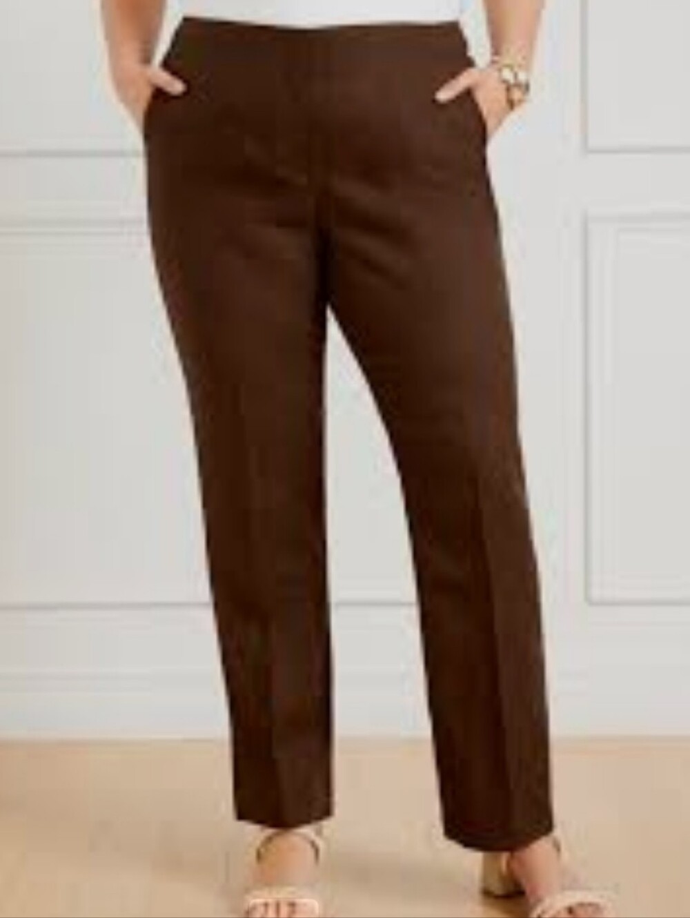 Talbots Brown Straight-Leg Dress Trousers - Picture 2 of 10